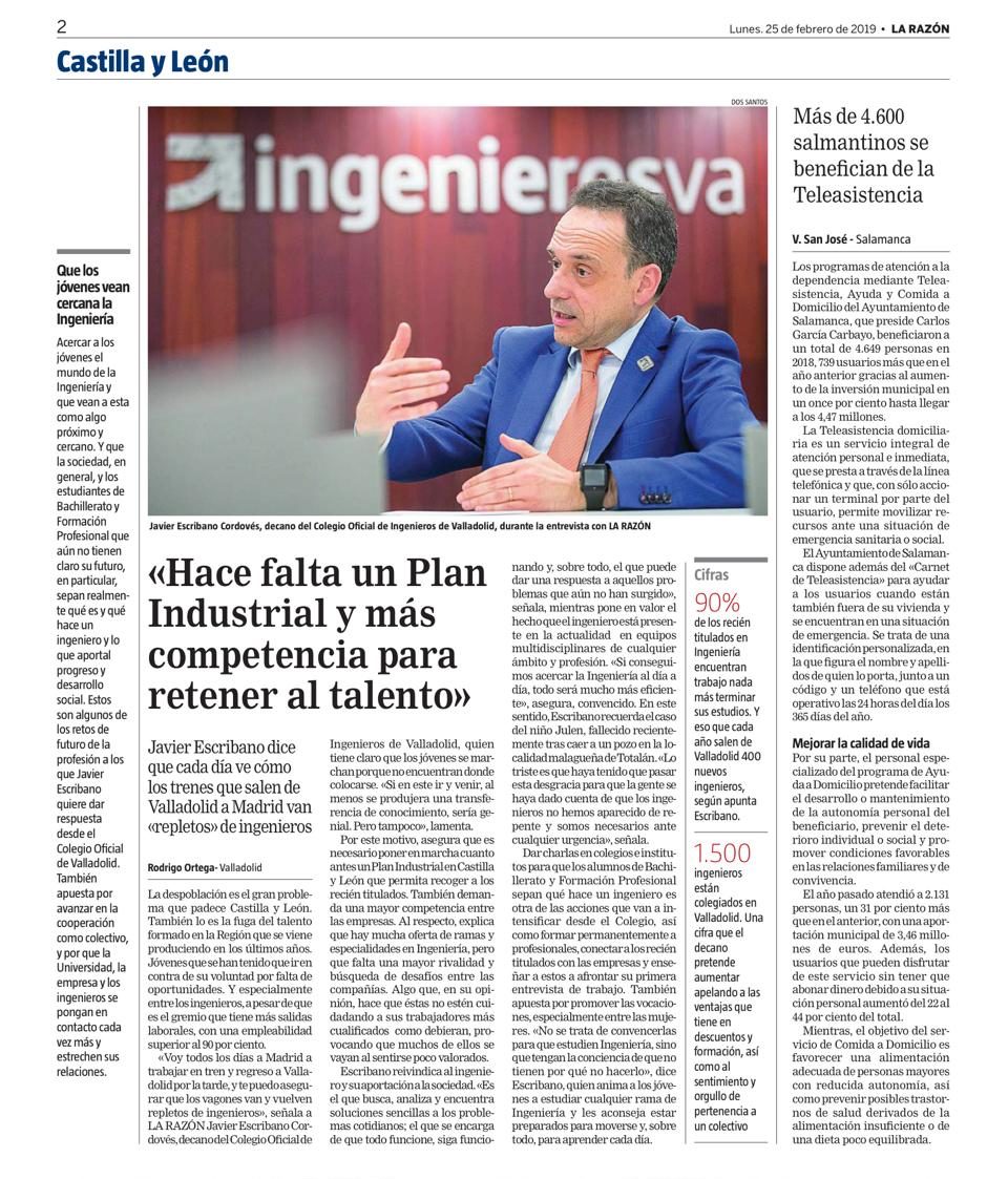 Página La Razon entrevista Javier Escribano ingenierosVA